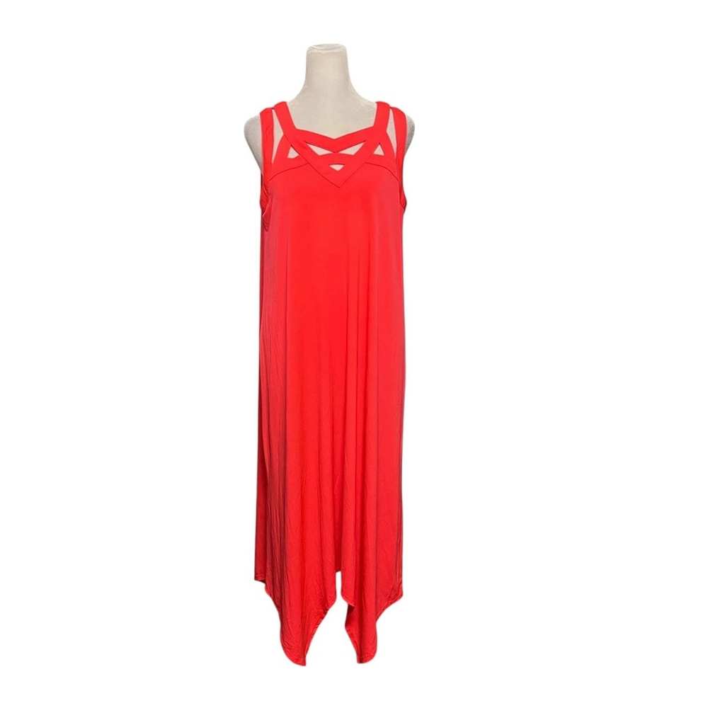 Karin Stevens Hot Pink Asymmetrical Hem Cut Out Maxi Dress Size Medium